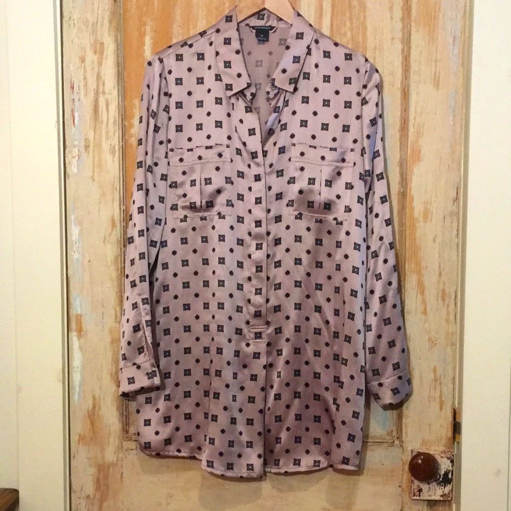 CLUB MANACO Silk Satin Menswear Print Tunic Shirt